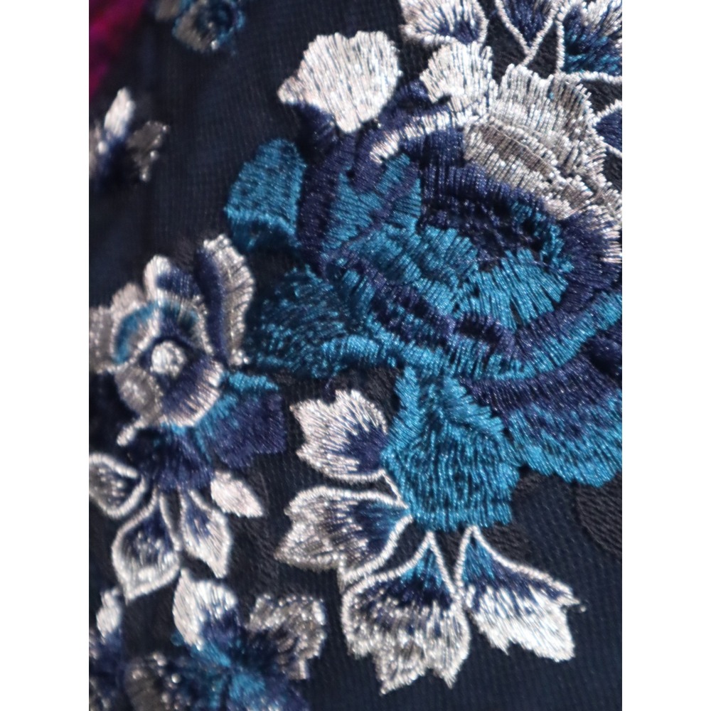 Black Blue Floral Embroidered Mesh Shift Dress 4 White House Black Market Women - Picture 4 of 8